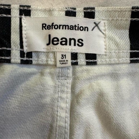 🖤 REFORMATION Logan Ultra High Rise Wide Leg Jeans, Black & White "PA Stripe" - Picture 6 of 14